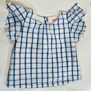 Ruffle Butts Blue and White Checkered 3T Top